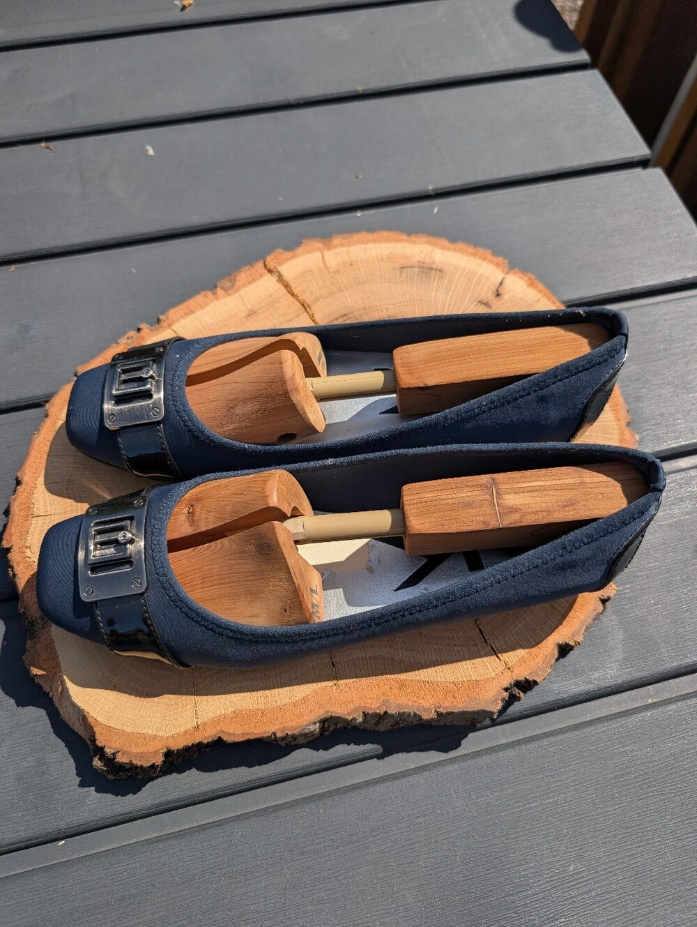 Anne Klein Sport AK Sport Navy with Black Buckle Flats Womens 9.5 - Picture 3 of 12